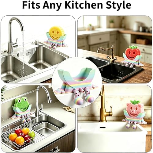 Creative Drainage Sponge Holder: Traceless Glue, 3D Printed Funny Kitchen Sink Holder, Keeps Sponge Dry – for Scrub Daddy (1, Gradient Random) - Image 5