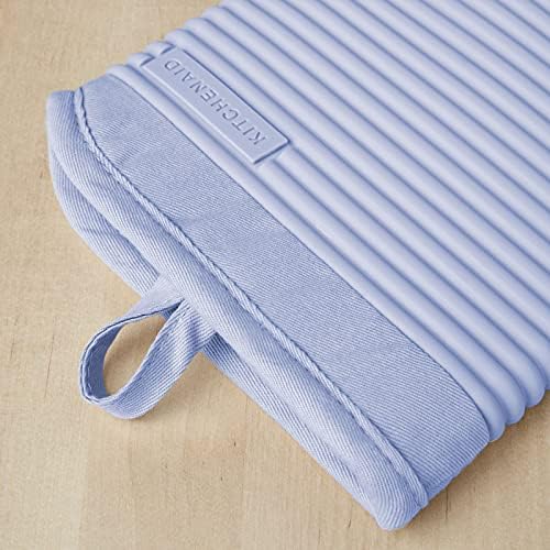 KITCHENAID Ribbed Soft Silicone Oven Mitt 2-Pack Set, 7.5"x13", Lavender Cream - Image 3