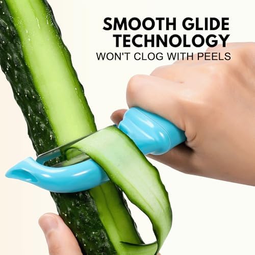 Rainspire Vegetable Peeler Potato Peelers for Kitchen, Sharp Stainless Steel Blades Veggie, Comfortable Handle Fruit Peeler, Carrot Peeler Apple Peeler Dishwasher Safe, Blue, 1-Pack - Image 4