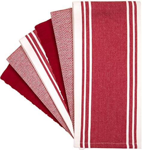 Premium Kitchen Towels 6 Pack 100% Cotton 20"x28" Dish Towels - Red Wide - Image 3