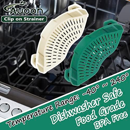 AUOON Pasta Strainer Clip on Silicone, Standard 8.86 x 3.55 in, White - Image 3