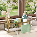 SWTYMIKI Sponge Holder for Kitchen Sink - Sink Caddy with Brush Holder Self-draining Sponge Caddy Organizer with Divider Stainless Steel Kitchen Accessories Storage for Countertop, Dark Gold by SwtyMiki-TidyHomeSweetLife