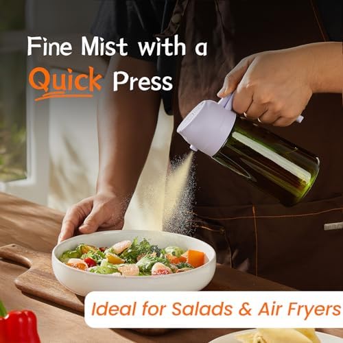TrendPlain - Original 16oz/470ml Olive Oil Dispenser Bottle for Kitchen Gadgets and Air Fryer Accessories - Olive Oil Sprayer for Cooking w/Stickers - Lilac - Image 3