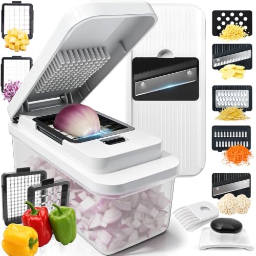 Vegetable Chopper Mandolin Slicer with Container, Chop & Drain in One Step by iETH