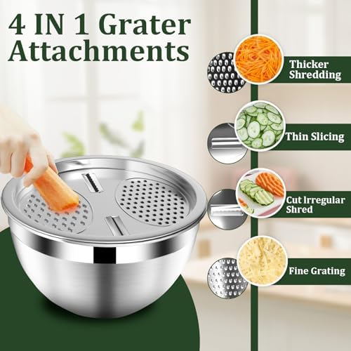 Nicdiet Mixing Bowls with Lids Set, 16PCS Stainless Steel Mixing Bowls,Nesting Storage Bowls for Kitchen with Mixing Bowl, Colander, Strainer & Grater, Metal Salad Bowl for Kitchen Gadgets, Black - Image 5