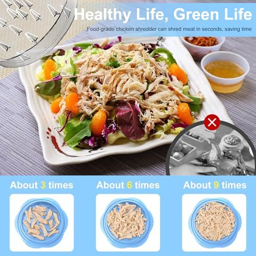 Chicken Shredder Tool Twist Large Meat Shredder with Brush&Fork, Sky Blue - Image 2