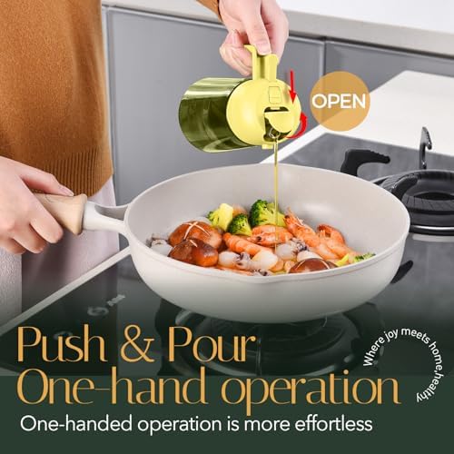 YARRAMATE 16oz/470ml Light-Blocking Dark Oil Sprayer for Cooking, 2 in 1 Olive Oil Dispenser Bottle for Kitchen, Premium Dark Green Glass Oil Bottle, Food-Grade Oil Mister for Air Fryer, BBQ (Pomelo) - Image 5