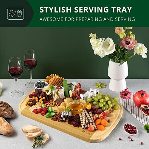 ROYAL CRAFT WOOD Bamboo Cutting Board with Juice Groove - Kitchen Chopping Board for Meat Cheese and Vegetables, Heavy Duty Serving Tray - Image 5
