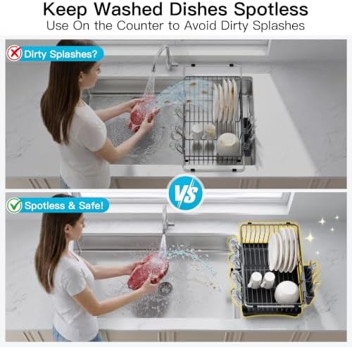 JASIWAY Gray Dish Drying Rack in Sink with Drainboard and Utensil Holder - Image 4