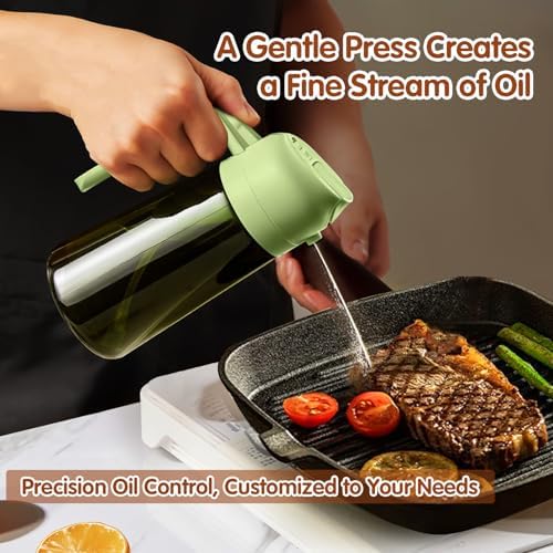 YARRAMATE 16oz/470ml Light Blocking Oil Sprayer for Cooking with Stickers, Food-Grade 2 in 1 Olive Oil Dispenser Bottle for Kitchen, Premium Dark Green Glass Oil Bottle for Air Fryer, BBQ (Green) - Image 5
