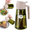 YARRAMATE 16oz/470ml Light-Blocking Dark Oil Sprayer for Cooking, 2 in 1 Olive Oil Dispenser Bottle for Kitchen,Dark Green Glass Oil Bottle, Food-Grade Oil Mister for Air Fryer, BBQ (LotusRootPink) by YARRAMATE