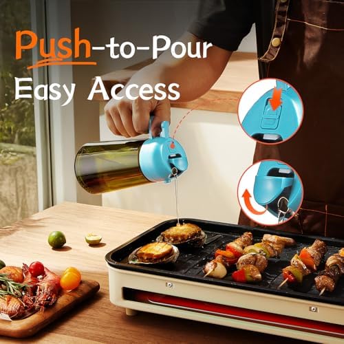 TrendPlain - Original 16oz/470ml Olive Oil Dispenser Bottle for Kitchen Gadgets and Air Fryer Accessories - Olive Oil Sprayer for Cooking w/Stickers - Sky Blue - Image 5