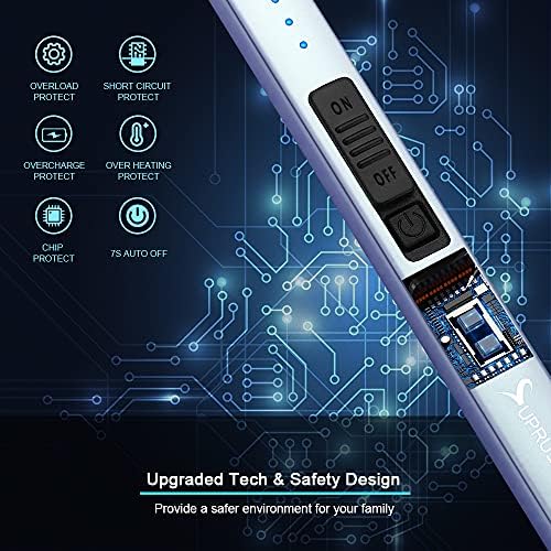 SUPRUS Electric Arc Windproof Flameless USB Lighter Rechargeable Lighter with Safety Lock for Candle BBQ Camping (Blue, 3) - Image 3