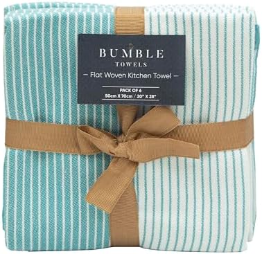 Premium Kitchen Towels 6 Pack 100% Cotton, 20"x28" - Aqua - Image 3
