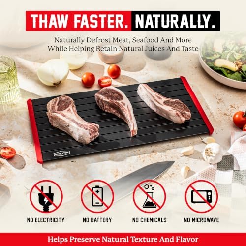 BLAZIN' THAW Defrosting Tray for Frozen Meat | 16" Family-Size | Aluminium Plate for Thawing Frozen Food | Natural Thawing Process | No Microwaves, No Cold/Warm Water Required | - Image 3