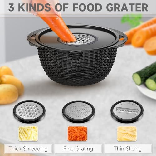 4-1 Colander with Bowl Set - Pasta Strainer - Colander for Kitchen - Strainers and Colanders Rice Strainer Fruit Cleaner Veggie Wash Sink Strainer Kitchen Essentials - Black - Image 3