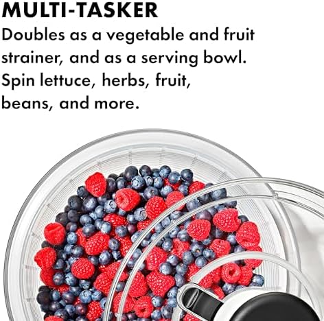 OXO Good Grips Salad Spinner | Lettuce Spinner | Fruit Washer | Fruit Washing Bowl with Strainer | Vegetable Cleaner | Salad Cleaner | Lettuce Washer | 6.22 Quart Capacity (Pack of 4) - Image 6