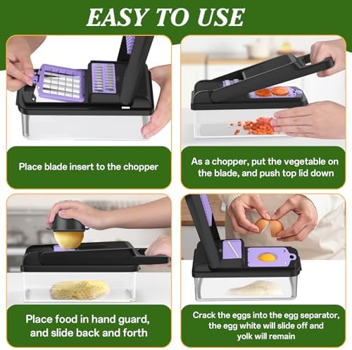 HomeHacks Veggie Chopper Vegetable Cutter, 12 in 1 Kitchen Gadget, Purple - Image 6