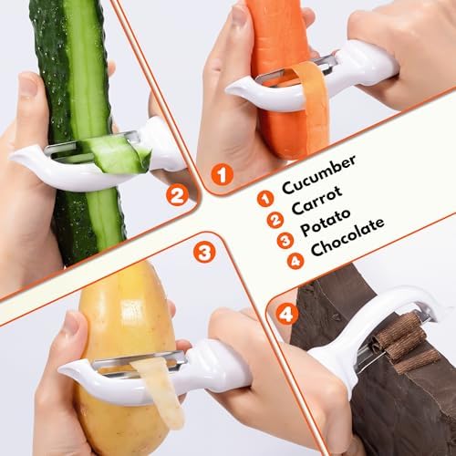 Rainspire Vegetable Peeler Potato Peelers for Kitchen, Sharp Stainless Steel Blades Veggie, Comfortable Handle Fruit Peeler, Carrot Peeler Apple Peeler Dishwasher Safe (2, White) - Image 7
