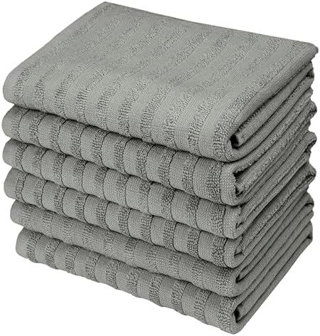Premium Kitchen Towels 6 Pack 100% Cotton, 20"x28" - Grey Solid - Image 5