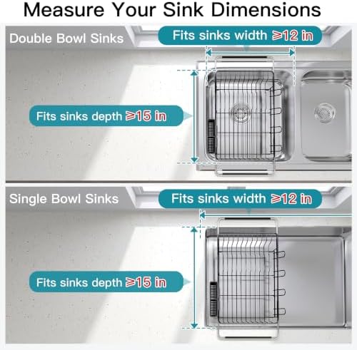 JASIWAY Black Dish Drying Rack in Sink, Dish Drainer with Utensil Holder - Image 3