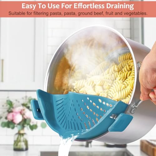 YEVIOR Clip on Strainer for Pots Pan Pasta,Silicone Food Pan Strainer - Image 6