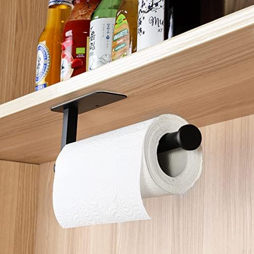 ASTOFLI Paper Towel Holder Under Cabinet No Drilling, Self Adhesive Paper Towel Holder Wall Mount for Kitchen Rack, Under Counter Napin Holder No Drill, 304 Stainless Steel Matte Black - Image 6