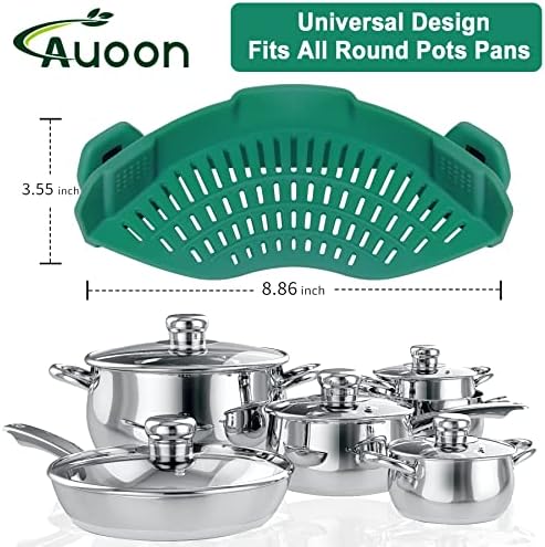 AUOON Clip On Strainer Silicone for Pots, Standard 8.86 x 3.55in, Sea Blue - Image 2