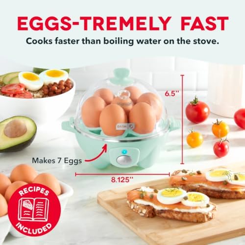 Dash Rapid Egg Cooker, 7 Eggs, Hard Boiled, Poached & Omelettes, Aqua - Image 2