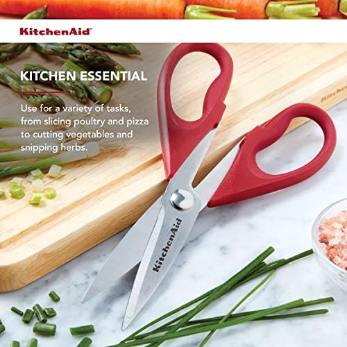 KitchenAid All Purpose Kitchen Shears with Protective Sheath Durable Stainless Steel Scissors,Dishwasher Safe,Soft Grip Comfort Handle,8.72 Inch,Red,(Pack of 2) - Image 3