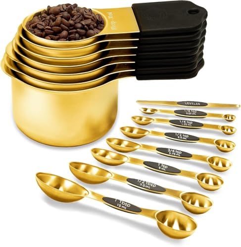 Magnetic Measuring Cups and Spoons Set-Heavy Duty 304 Stainless Steel Cups by vfuni