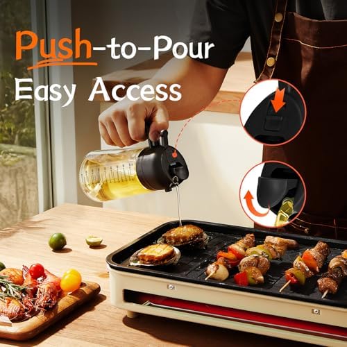 TrendPlain 16oz/470ml Glass Olive Oil Sprayer for Cooking – 2 in 1 Olive Oil Dispenser Bottle for Kitchen Gadgets and Air Fryer Accessories, Salad, BBQ - Black & Ash - Image 4