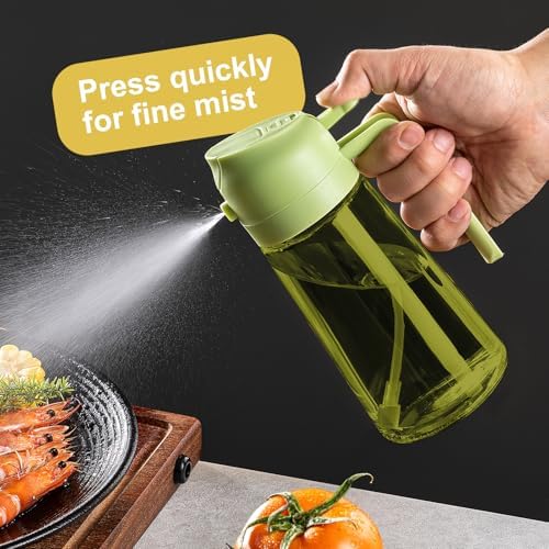 CXINYI - 16oz/470ml Olive Oil Dispenser for Kitchen with Stickers - 2 in 1 Olive Oil Sprayer for Cooking, Air Fryer, and Salad, Green (Light-Proof Kitchen Gadget) - Image 4