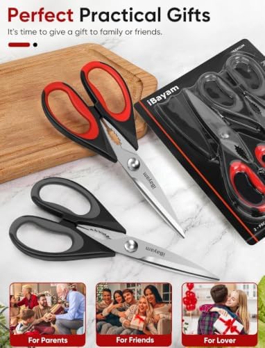 iBayam 8.7-inch Kitchen Scissors Shears All Purpose Heavy Duty, Protective Sheath (Pack of 2) - Image 5