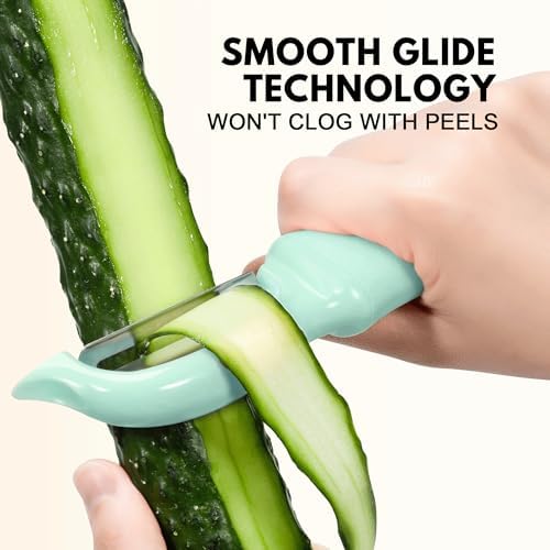 Rainspire Vegetable Peeler Potato Peelers for Kitchen, Sharp Stainless Steel Blades Veggie, Comfortable Handle Fruit Peeler, Carrot Peeler Apple Peeler Dishwasher Safe, Mint Green, 2-Pack - Image 4