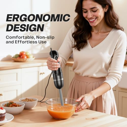 Turelar Immersion Blender Corded 400W, 2 Speed, Emulsifier, Blend, BPA-Free - Image 4