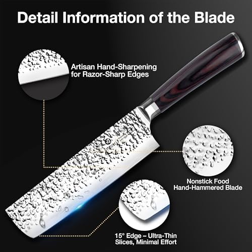 imarku Nakiri Knife 7 Inch,Razor Sharp Japanese Kitchen knife Chef Knife - Image 4