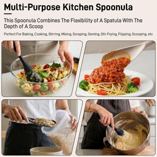 3 PACK Silicone Cooking Spoon Spatula for Nonstick Cookware, Heat‑resistant - Image 5