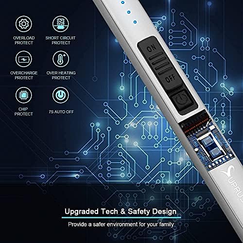 SUPRUS Electric Lighter Arc Windproof Flameless USB Rechargeable Lighter with Safety Lock for Candle BBQ Camping (Silver) - Image 4