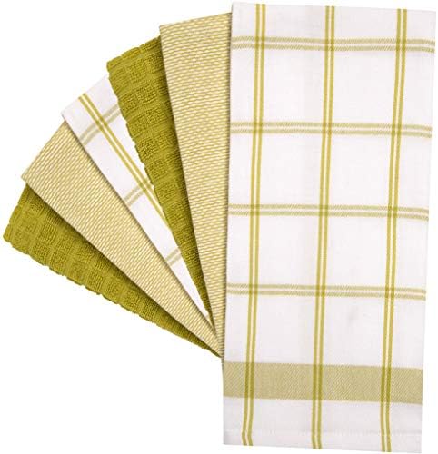 Premium Kitchen Towels 6 Pack 100% Cotton, 20"x28" Dish Towels Lime Check - Image 3