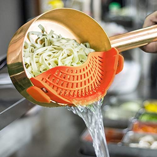 AUOON Clip On Strainer for Pots, Standard 8.86 x 3.55 in, Orange - Image 3
