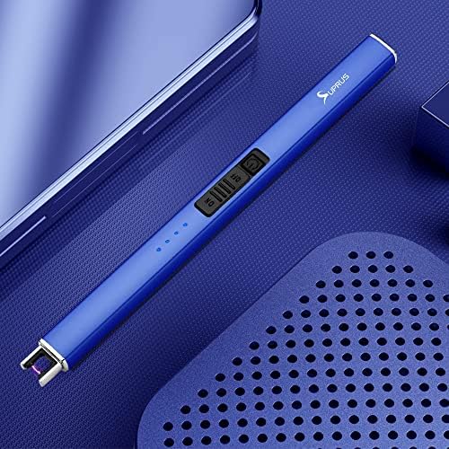 SUPRUS Electric Arc Windproof Flameless USB Lighter Rechargeable Lighter with Safety Lock for Candle BBQ Camping (Dark Blue, 3) - Image 2