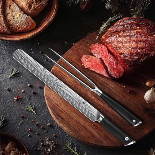 FINTISO BBQ Carving Knife Set,12inch Brisket Slicing Knife and 7incFork Set - Image 6