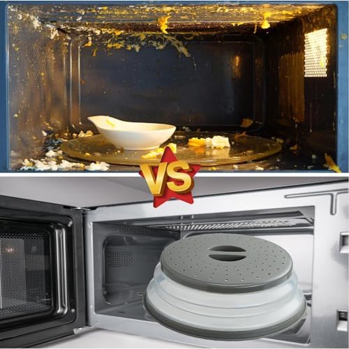 Microwave Splatter Cover Vented for Food, Splatter Guard & Colander Kitchen Gadget for Fruit Vegetables Microwave Plate Cover with Hook Hole,Dishwasher-Safe,BPA-Free Silicone & Plastic (1 Pack) - Image 3