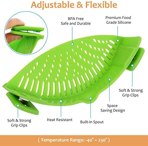 YEVIOR Clip on Strainer for Pots Pan Pasta,Silicone Food Pan Strainer - Image 2