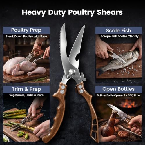 SYOKAMI 9-Piece Butcher Knife Set for Meat Processing with Leather Roll - Image 5