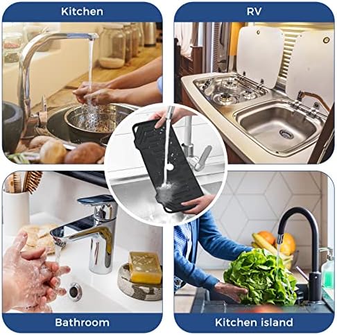 2 Pcs Silicone Faucet Handle Drip Catcher Tray Mat, 2 in 1 Dish Soap Sponge Holder for Kitchen Sink & Sink Splash Guard, Silicone Faucet Mat Drying Mat for Kitchen Sink Accessories, Counter, Bathroom - Image 7