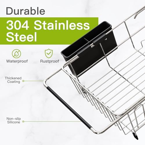 JASIWAY Dish Drying Rack in Sink, Dish Drainer with Cup and Utensil Holder - Image 5