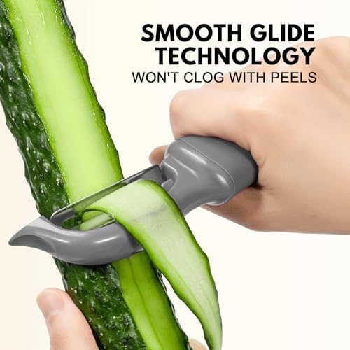Rainspire Vegetable Peeler Potato Peelers for Kitchen, Sharp Stainless Steel Blades Veggie, Comfortable Handle Fruit Peeler, Carrot Peeler Apple Peeler Dishwasher Safe, Grey, 2-Pack - Image 4