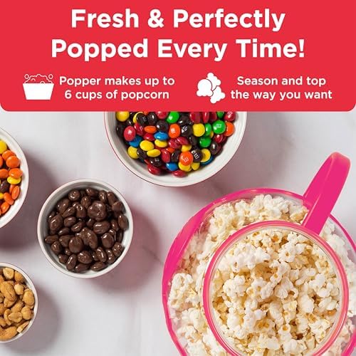 Ecolution Patented Micro-Pop Microwave Popcorn Popper with Temperature Safe Glass, 3-in-1 Lid Measures Kernels and Melts Butter, Made Without BPA, Dishwasher Safe, 1.5-Quart, Pink - Image 4